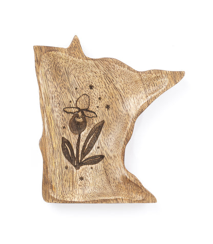 Minnesota State Lady Slipper Trinket Dish - Mango Wood