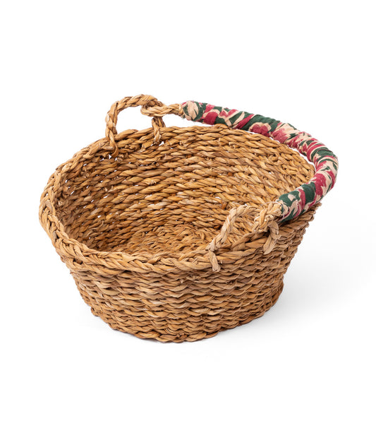 Harvest Easter Basket - Swing Handle, Hand Woven, Upcycled Sari