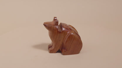 Frog Eyeglass Holder Stand - Hand Carved Wood